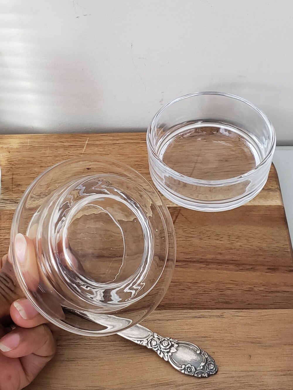 Clear Glass Mini Butter Dish & Silver Plated Butter Knife - Picture 3 of 7